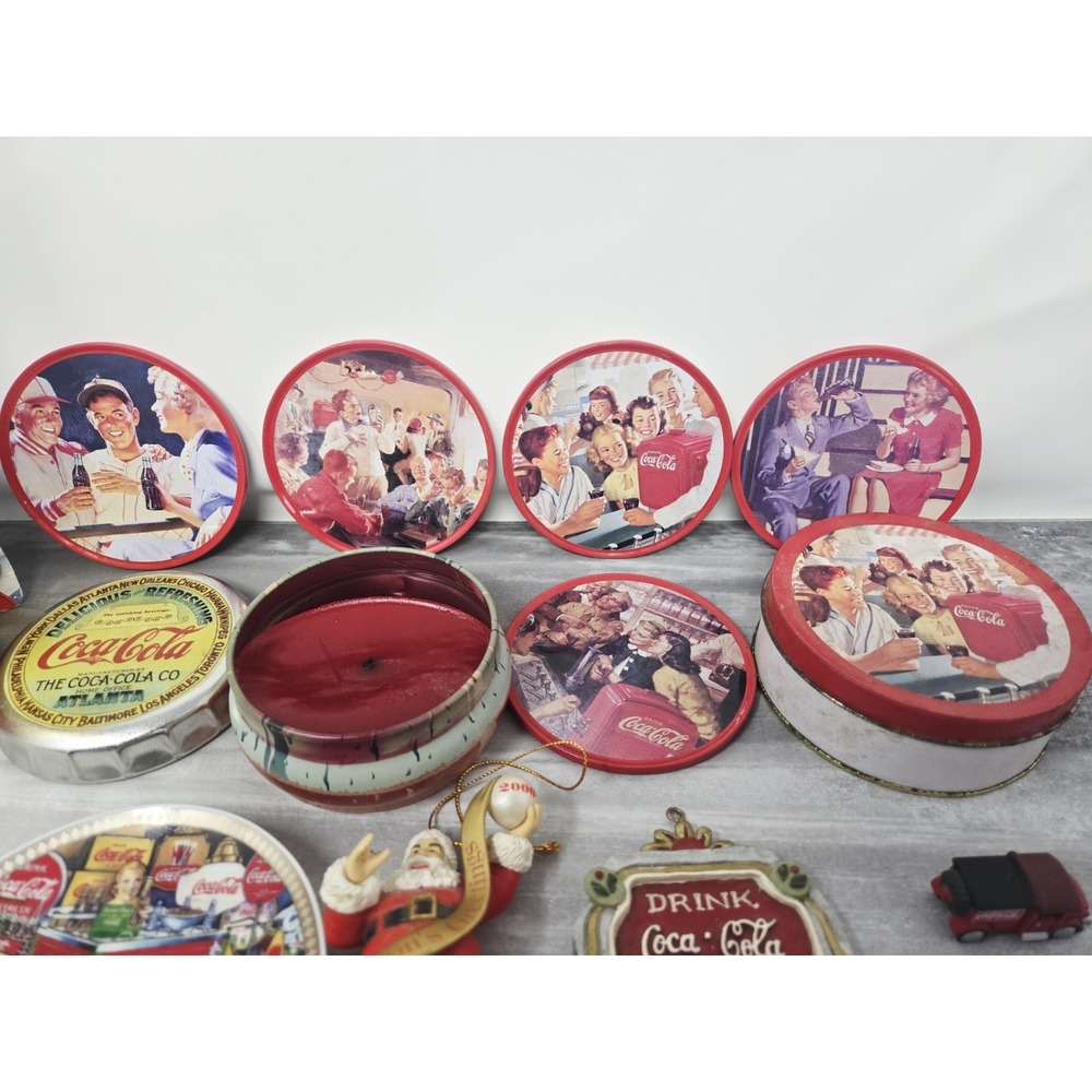 Vintage Coca Cola Collectibles Christmas Ornaments Candle Coasters 1994 1996‎ - Picture 3 of 10